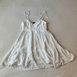 Wild Fable White Swiss Dot Tiered Blouse Spaghetti Straps M